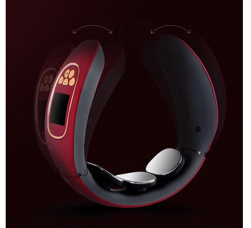 Multi-function intelligent neck cervical massager with U-shaped white body and remote control