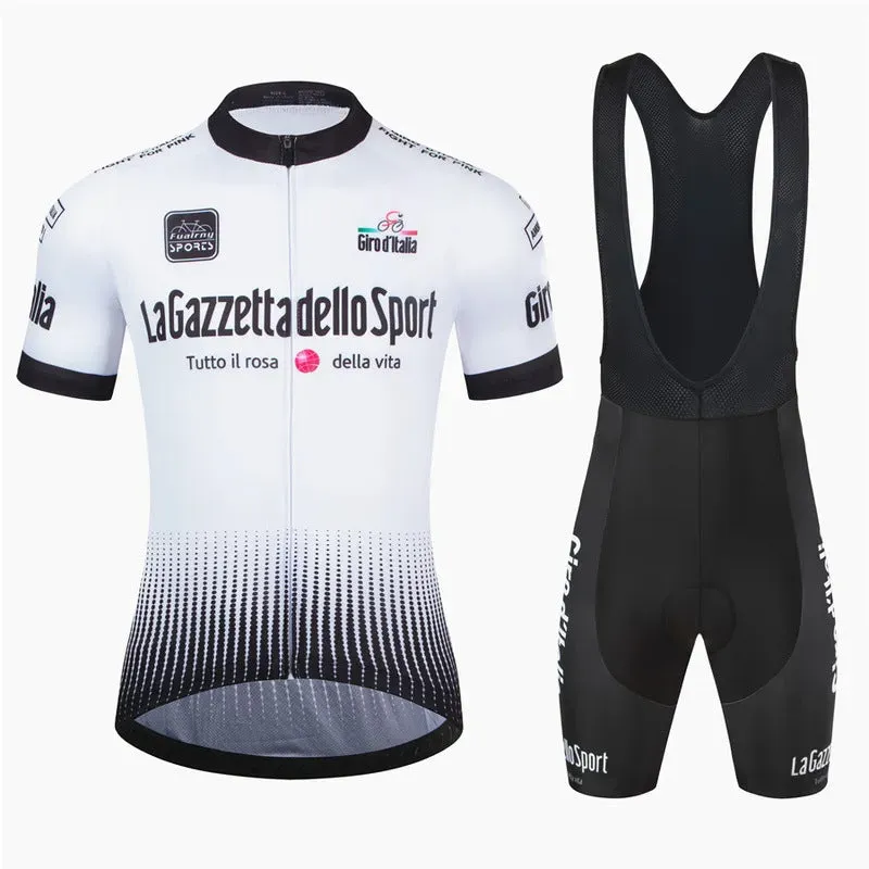 Short sleeve cycling suit in a colour option, made from quick-dry polyester fabric for summer riding.