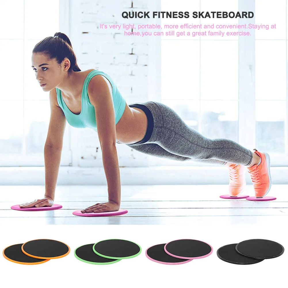 Set of five colour sliding discs for core training on wood carpet and tile floors