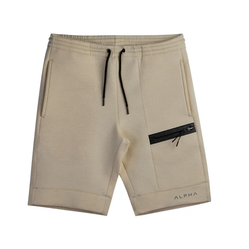 Outdoor running training casual shorts in black cotton blend five-piece length side view