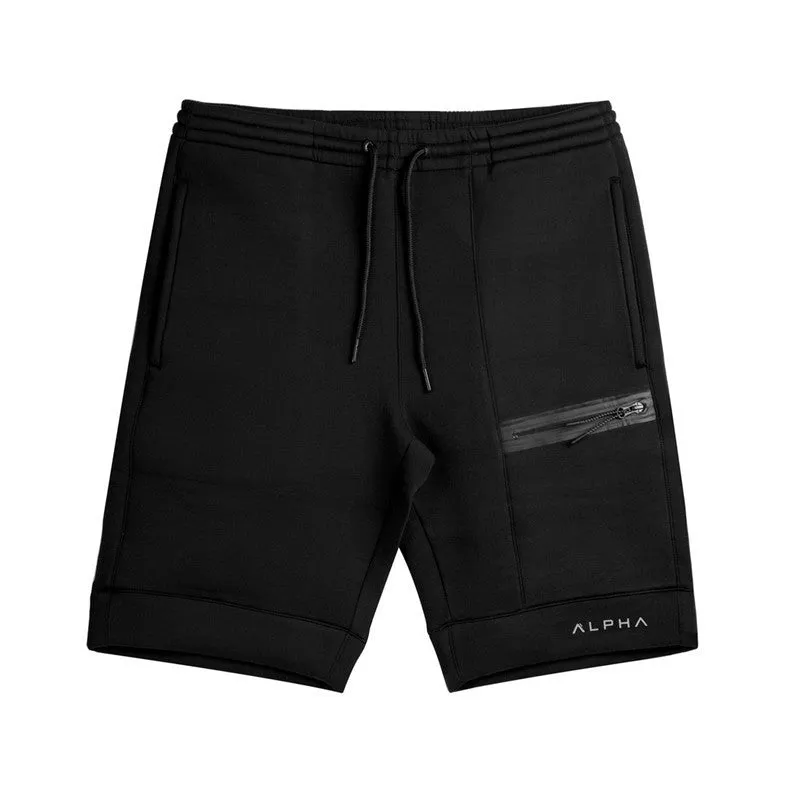 Outdoor running training casual shorts in black cotton blend five-piece length side view