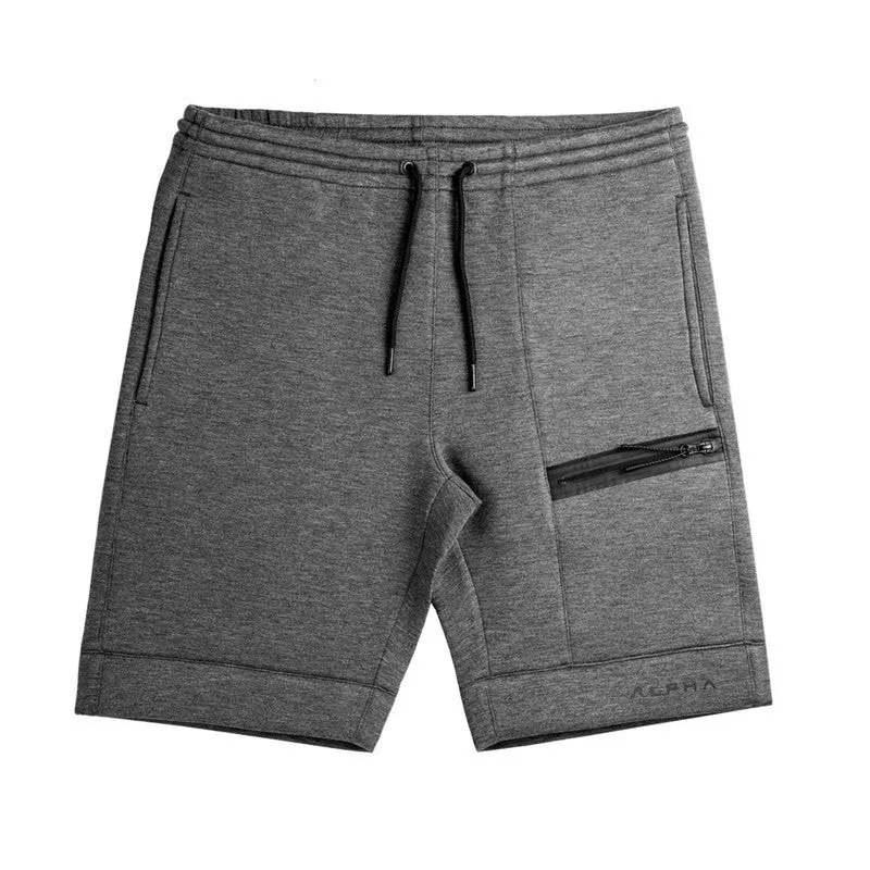 Outdoor running training casual shorts in black cotton blend five-piece length side view