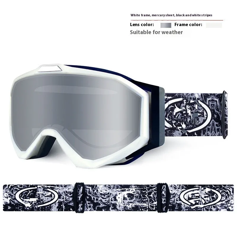Motorcycle goggles with double layer anti-fog construction in TPU material with storage cloth bag