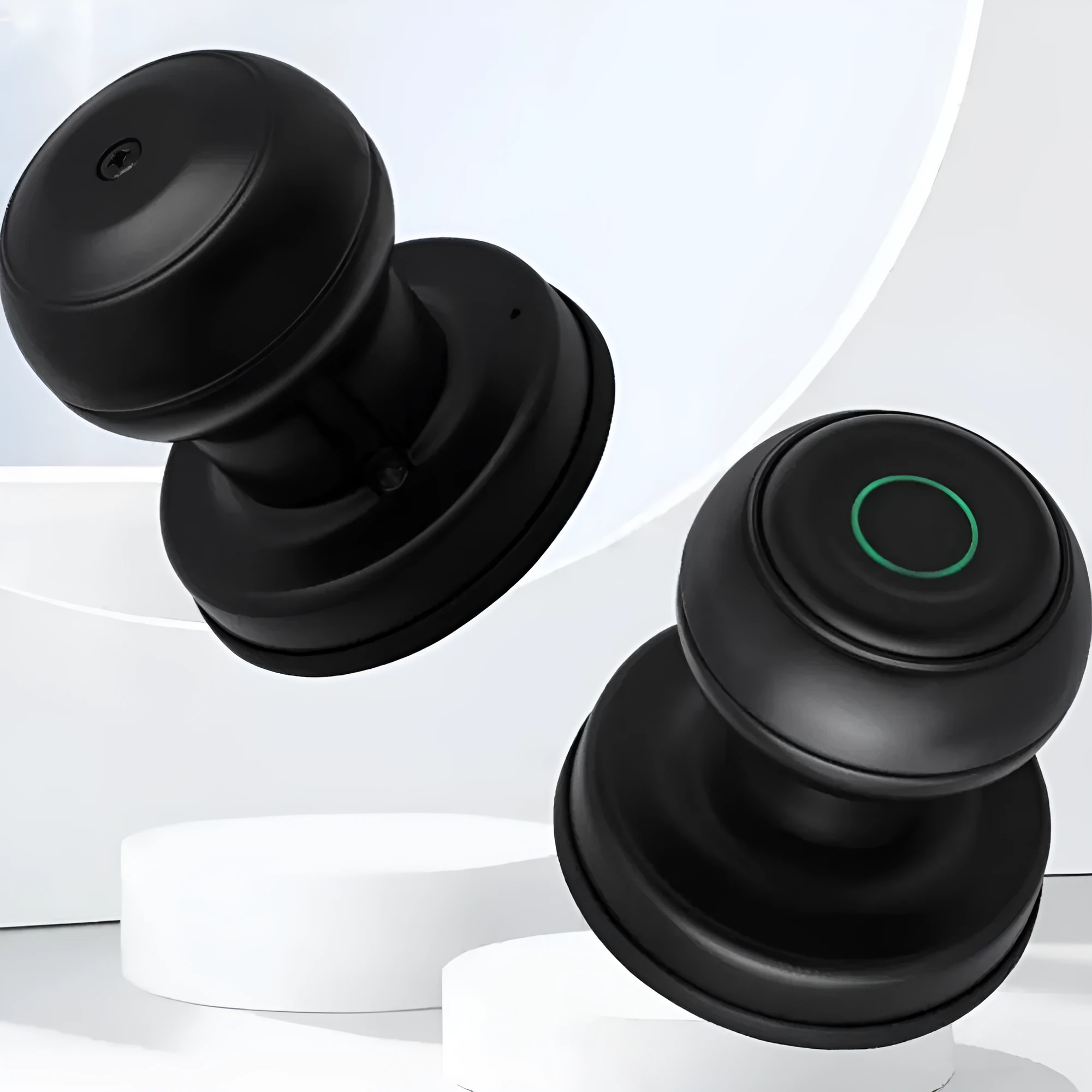 Smart fingerprint lock for security door in black modern simplicity style with keyhole and sensor