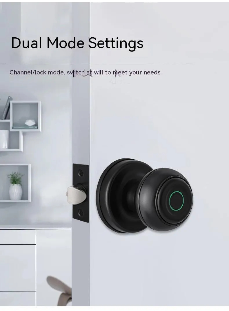 Smart fingerprint lock for security door in black modern simplicity style with keyhole and sensor