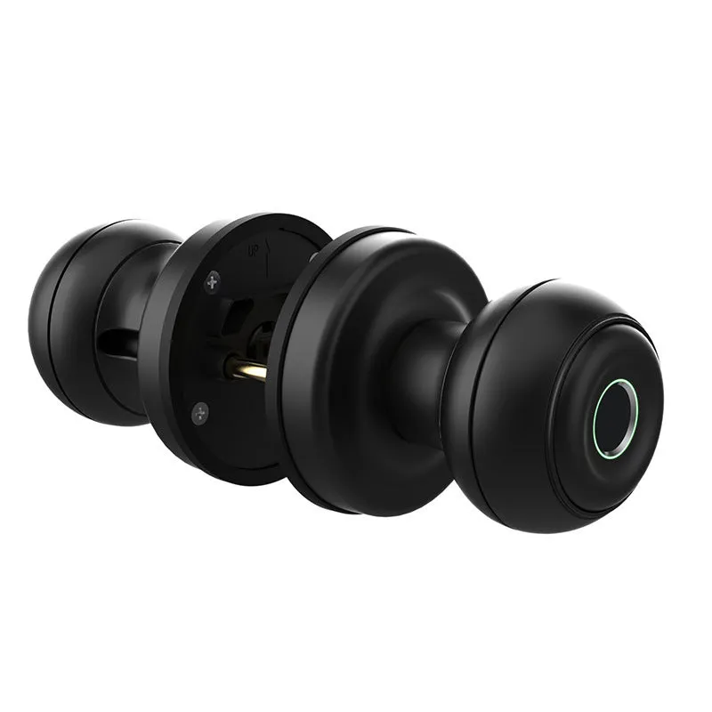 Smart fingerprint lock for security door in black modern simplicity style with keyhole and sensor