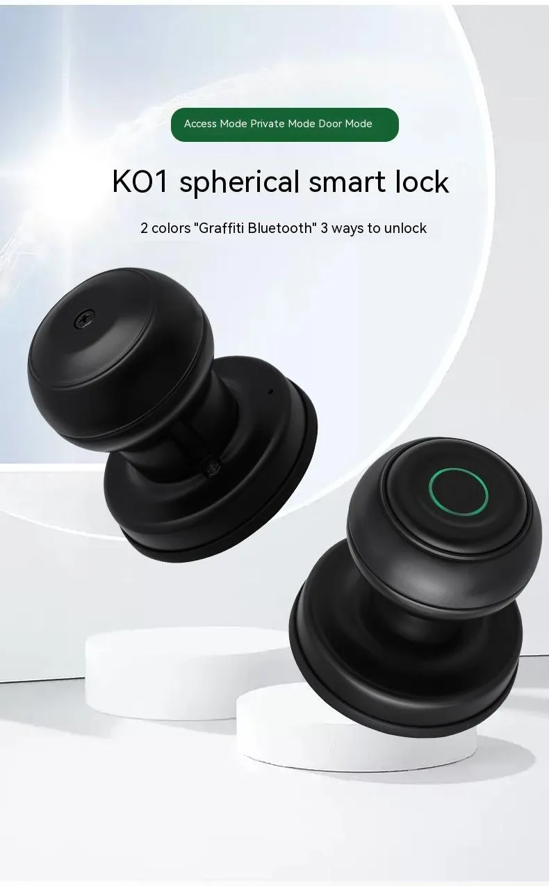 Smart fingerprint lock for security door in black modern simplicity style with keyhole and sensor