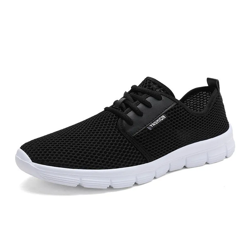 Men's casual running shoes with mesh upper and MD sole in black colour option for summer sportswear