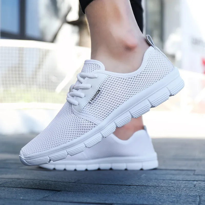 Men's casual running shoes with mesh upper and MD sole in black colour option for summer sportswear