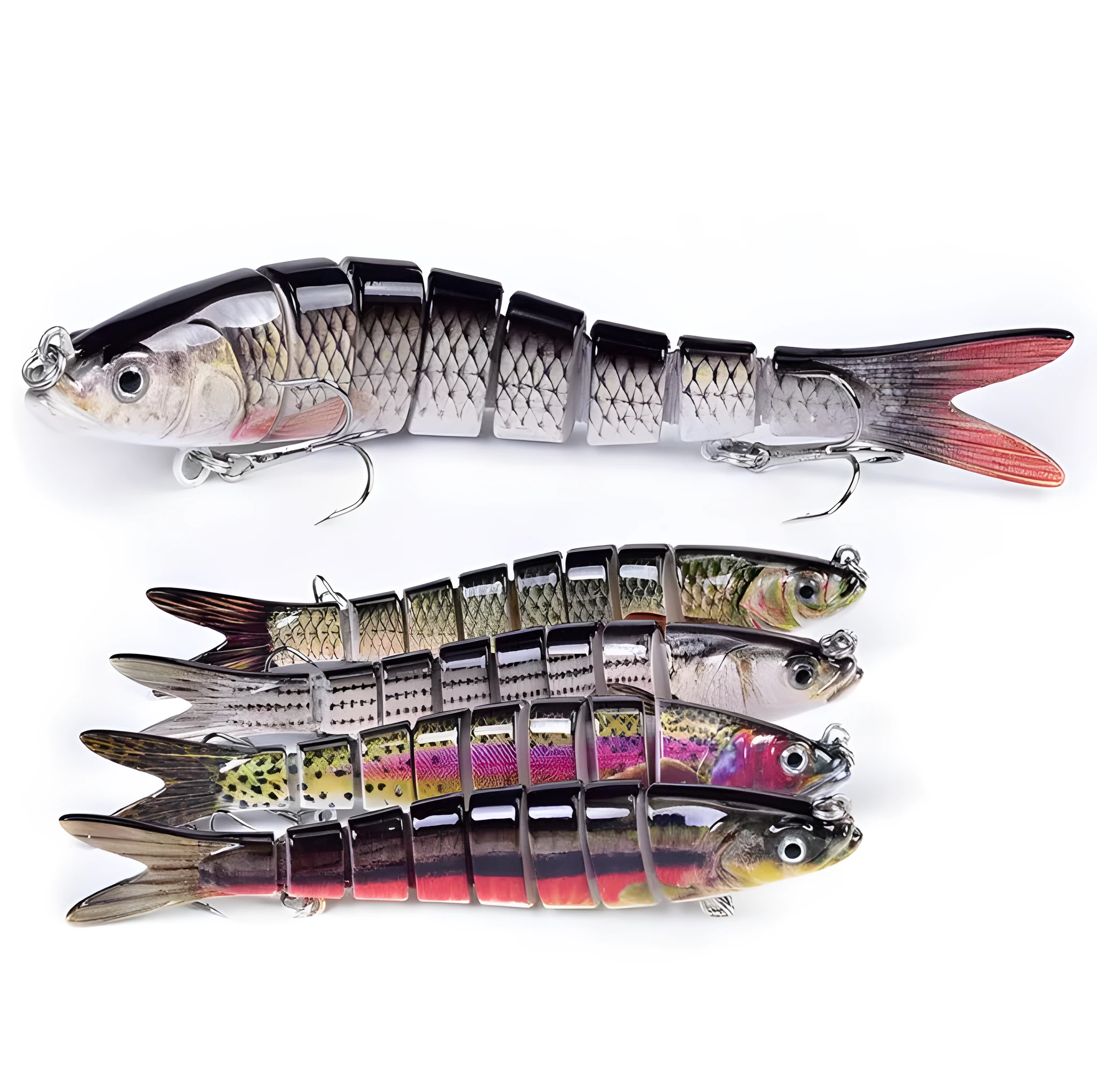 14cm ABS fishing lure with 8-segment body and realistic 3D eyes