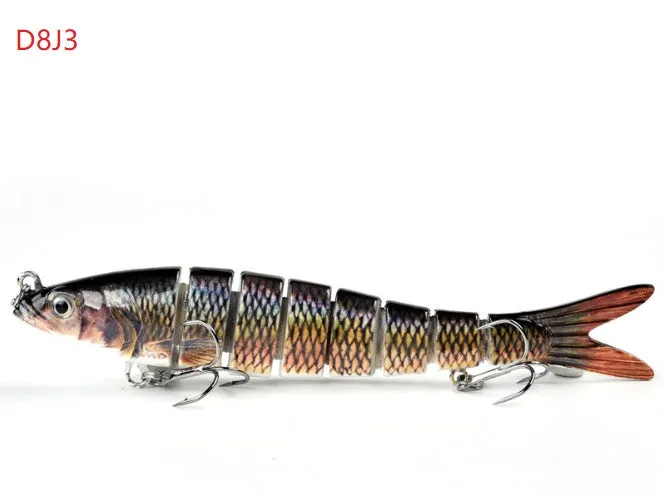 14cm ABS fishing lure with 8-segment body and realistic 3D eyes