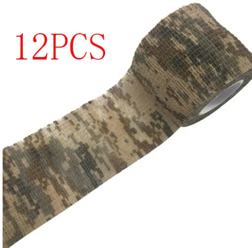 Camouflage non-woven self-adhesive elastic bandage roll 5 cm width on white background