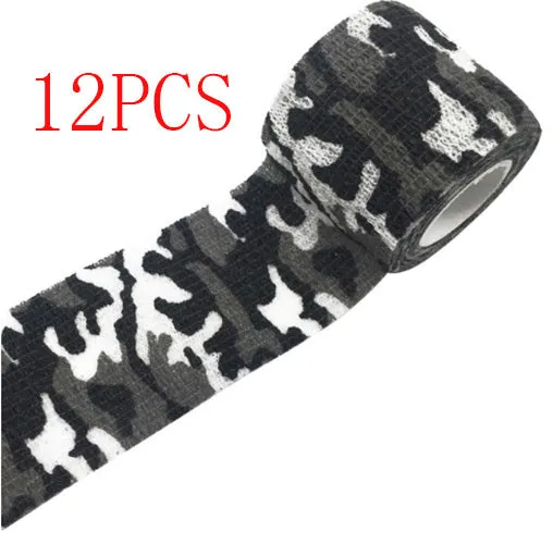 Camouflage non-woven self-adhesive elastic bandage roll 5 cm width on white background