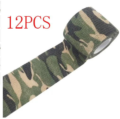 Camouflage non-woven self-adhesive elastic bandage roll 5 cm width on white background