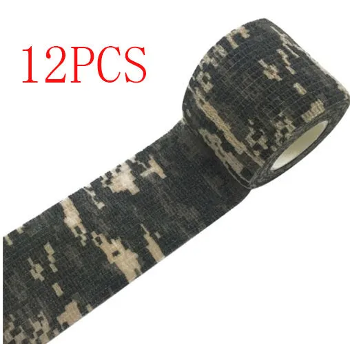 Camouflage non-woven self-adhesive elastic bandage roll 5 cm width on white background