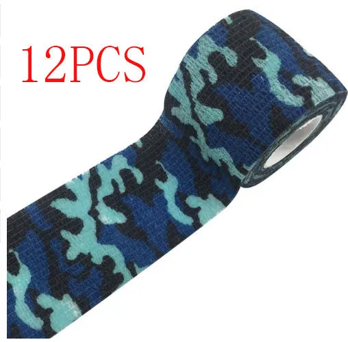 Camouflage non-woven self-adhesive elastic bandage roll 5 cm width on white background