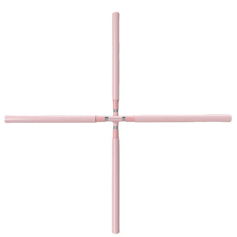 Adjustable yoga body stick in pink with foam grip on white background