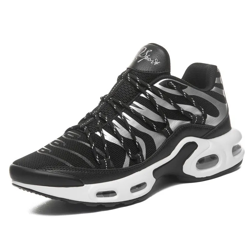 Palm Air Cushion casual breathable sports shoes in black with microfiber upper and rubber sole – side view