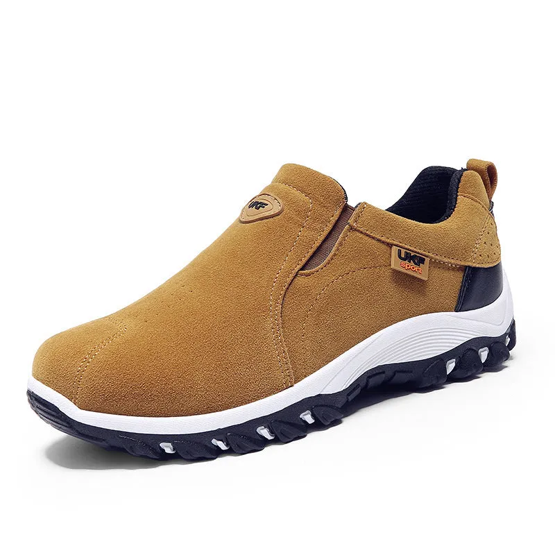 Men's non-slip wear-resistant hiking shoes, artificial PU upper, waterproof platform, available in black blue yellow