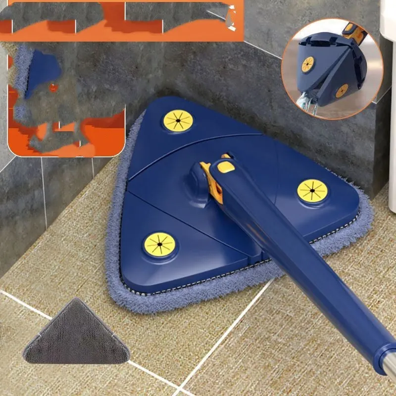 Pearl White triangle hand twist mop for ceiling cleaning with triangular head and multiple cloths