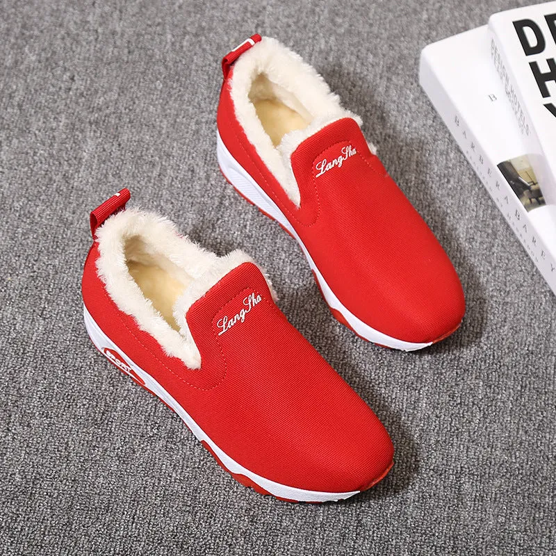 Women canvas shoes with super high heel, leather and fabric upper, low-top slip-on design, in white