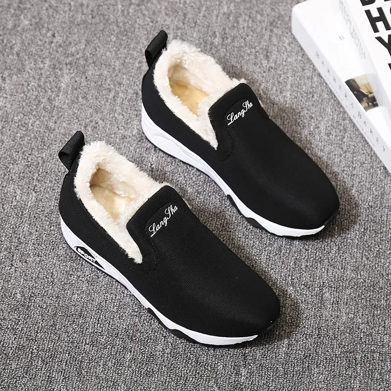 Women canvas shoes with super high heel, leather and fabric upper, low-top slip-on design, in white