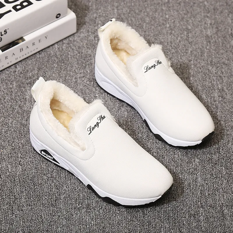 Women canvas shoes with super high heel, leather and fabric upper, low-top slip-on design, in white