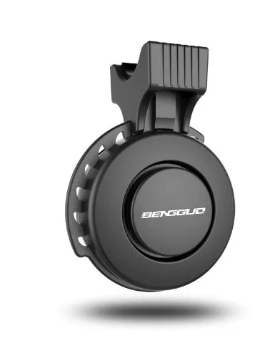 TWOOC T-002 black bicycle electronic horn with wired switch mounted on handlebar, USB rechargeable, 110-120db splash proof