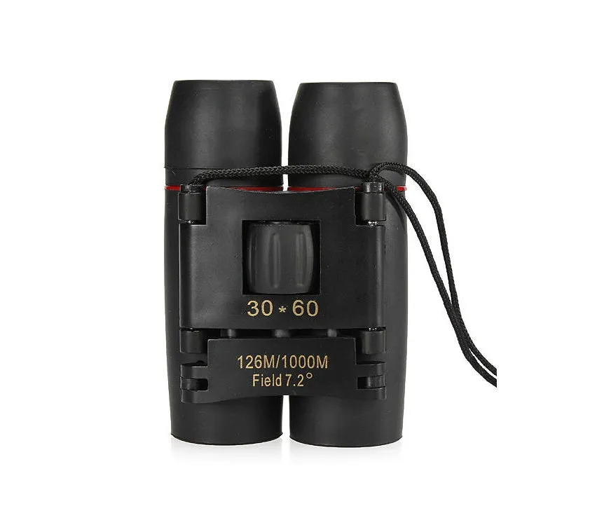 30x60 HD foldable binoculars black colour unfolded view showing lenses