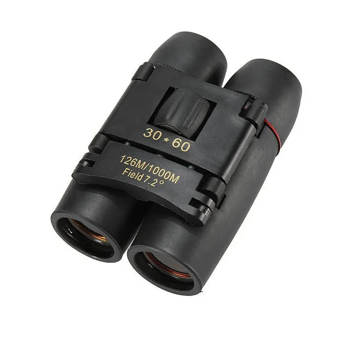 30x60 HD foldable binoculars black colour unfolded view showing lenses