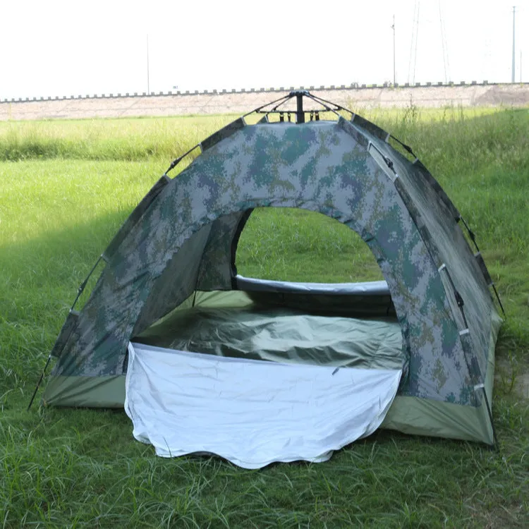 Outdoor travel tent 3-4 people camouflage mountaineering tent beach camping tent digital camouflage manual single layer