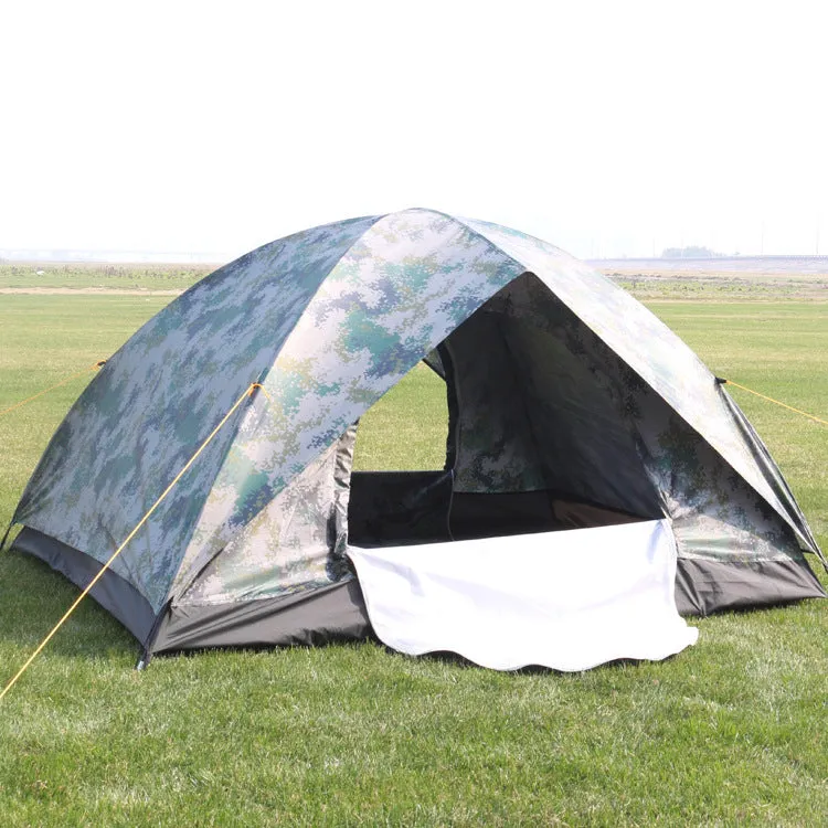 Outdoor travel tent 3-4 people camouflage mountaineering tent beach camping tent digital camouflage manual single layer