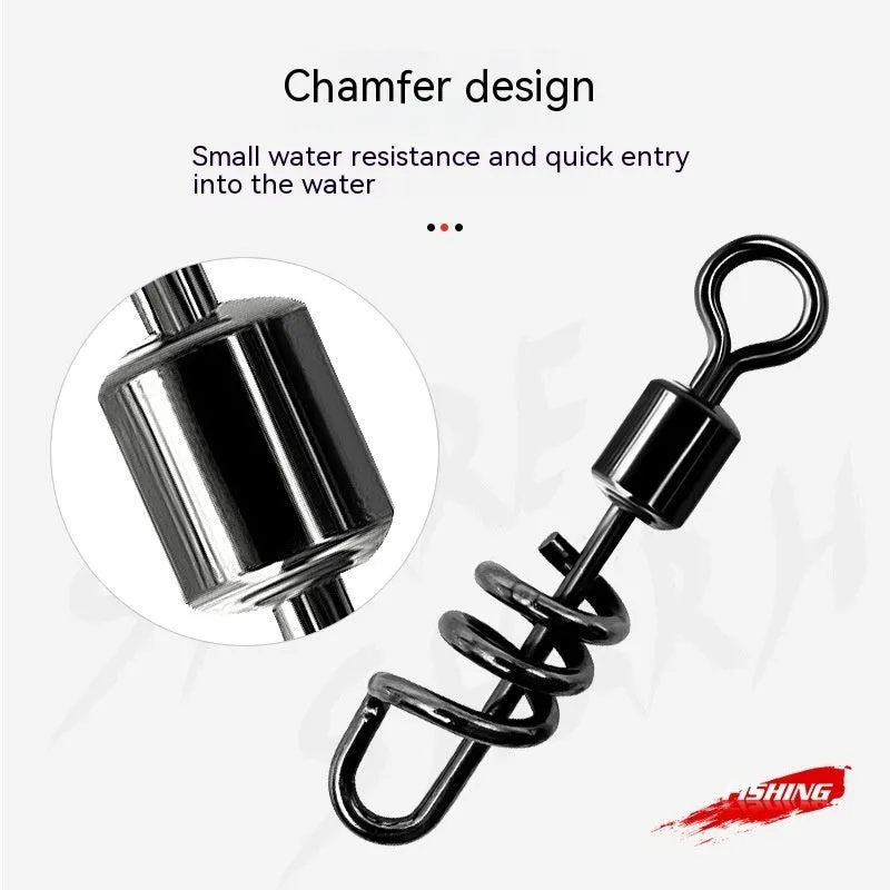 Stainless steel fishing swivel connector with 8-shaped ring design for quick terminal tackle attachment