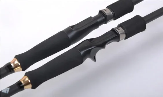 Carbon telescopic fishing rod with matte coating and stable reel seat, collapsed view