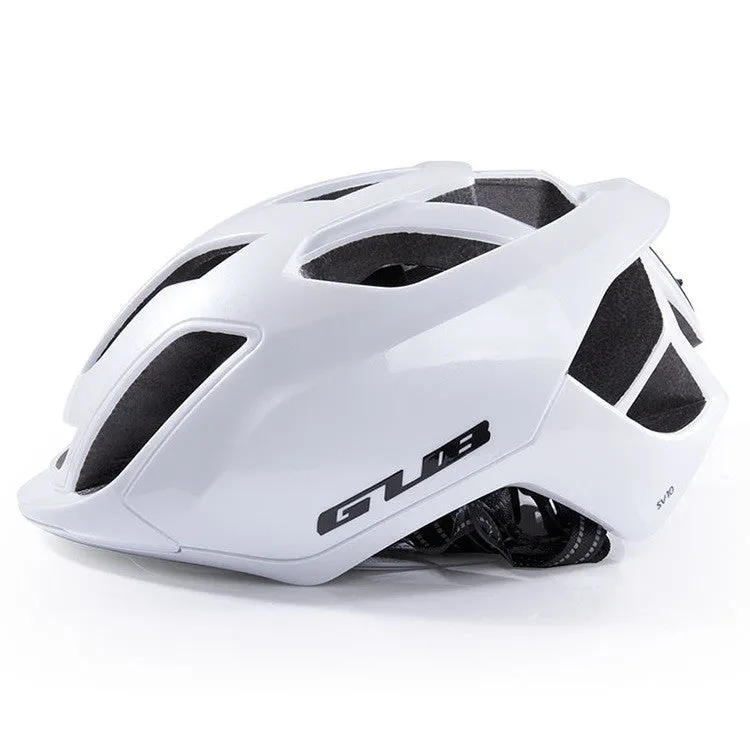 Mountain road bike helmet with built-in LED taillight, 17 vents, matt black finish, side view