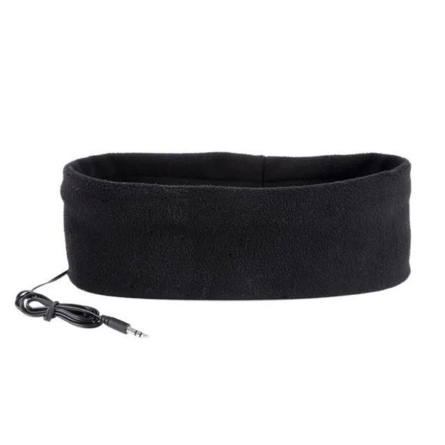 Sleep Phones headband with built-in flat speakers in black, unisex design, soft cotton fabric