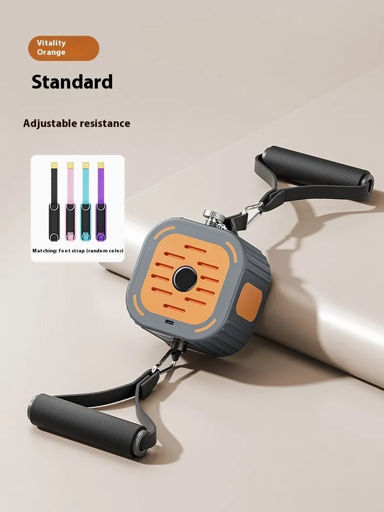 A navy blue and orange adjustable power pump chest expander for strength training.