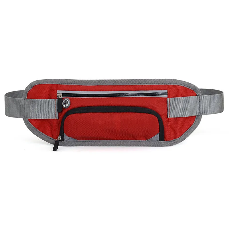 Black multifunctional running waist bag sports belt with water bottle pocket and adjustable nylon strap
