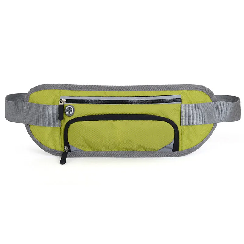 Black multifunctional running waist bag sports belt with water bottle pocket and adjustable nylon strap