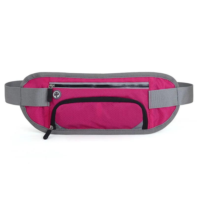 Black multifunctional running waist bag sports belt with water bottle pocket and adjustable nylon strap