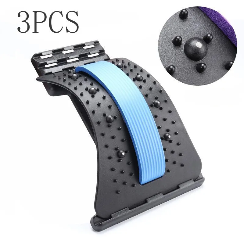 Magnetic spine stretcher in blue made from ABS and memory material for lumbar and cervical back pain relief