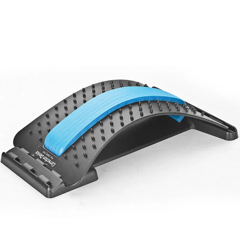 Magnetic spine stretcher in blue made from ABS and memory material for lumbar and cervical back pain relief