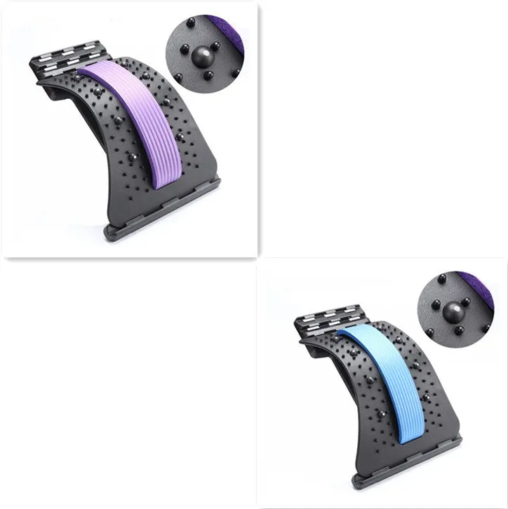 Magnetic spine stretcher in blue made from ABS and memory material for lumbar and cervical back pain relief