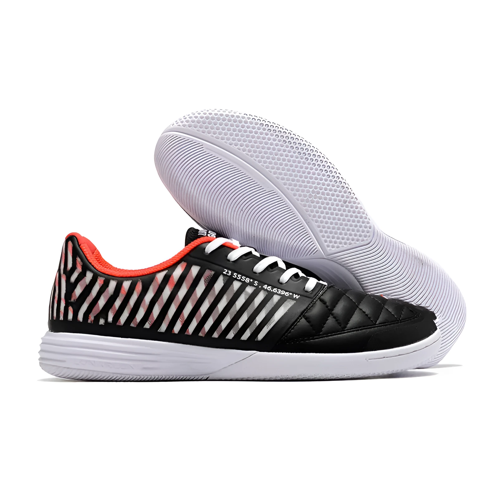 Mesh MD shock absorption training shoes flat bottom rubber sole front lace-up low top sneakers black and white red