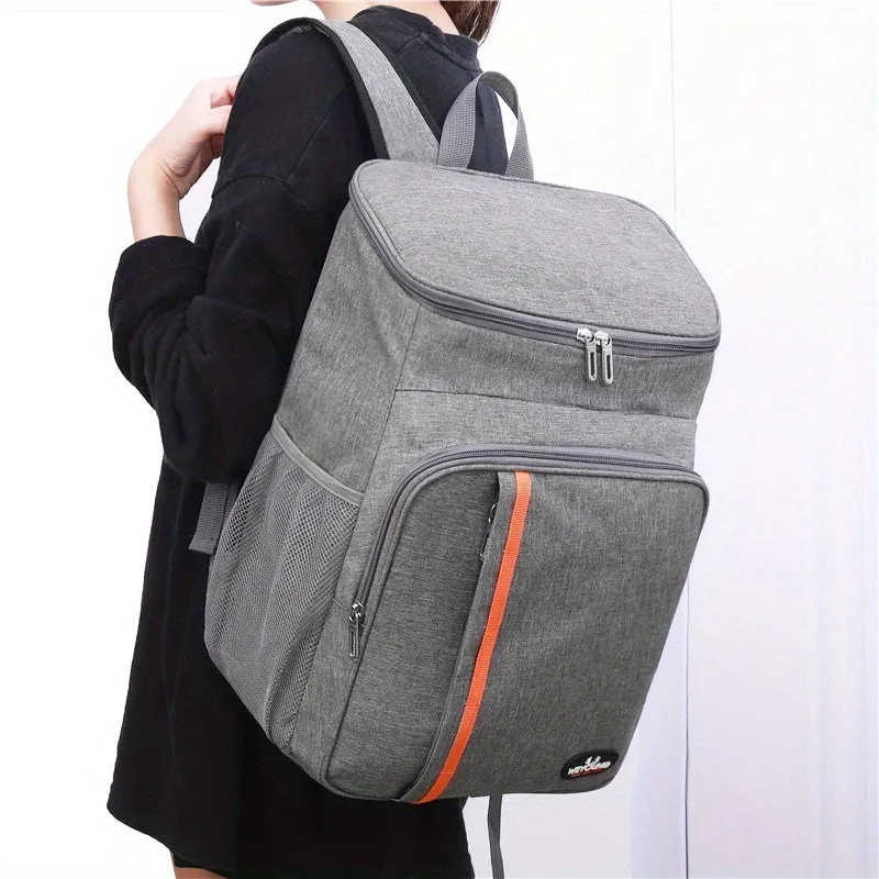 Multifunctional insulated shoulder sports bag in black with thermal and leak-proof features for outdoor picnic use