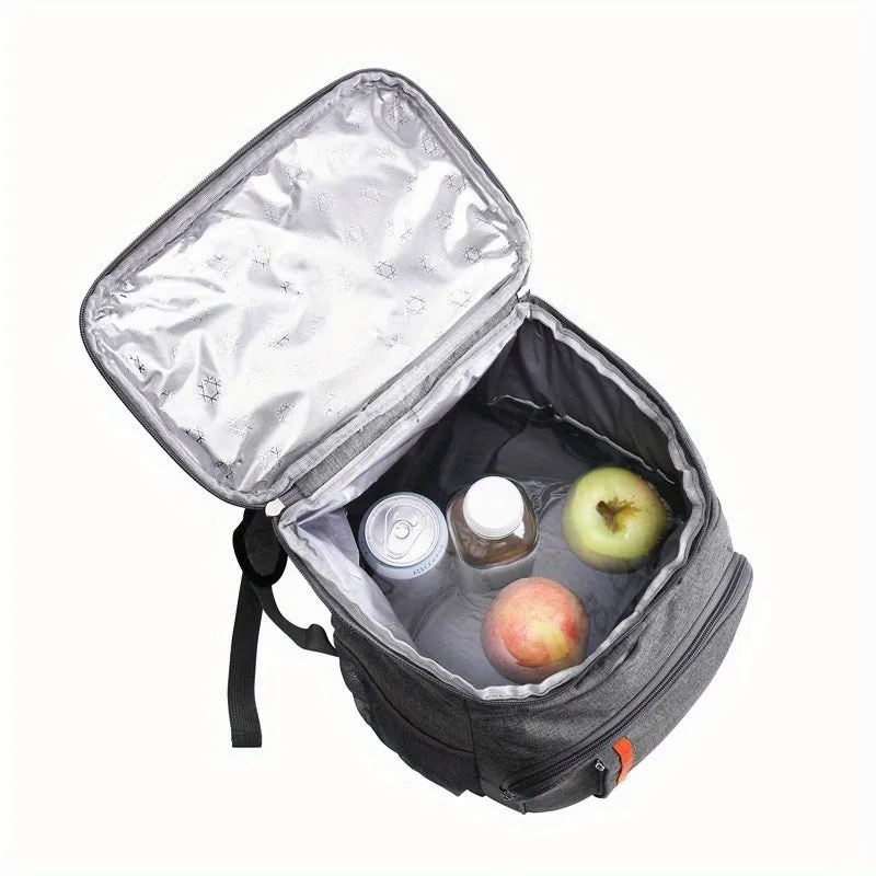 Multifunctional insulated shoulder sports bag in black with thermal and leak-proof features for outdoor picnic use