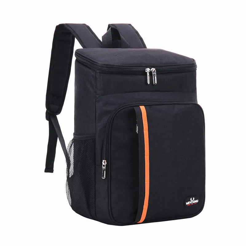 Multifunctional insulated shoulder sports bag in black with thermal and leak-proof features for outdoor picnic use