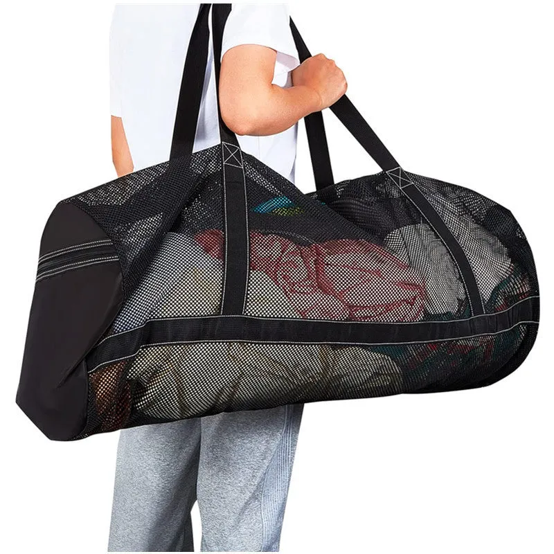 Large black polyester mesh diving luggage bag 50L 94x38x38cm