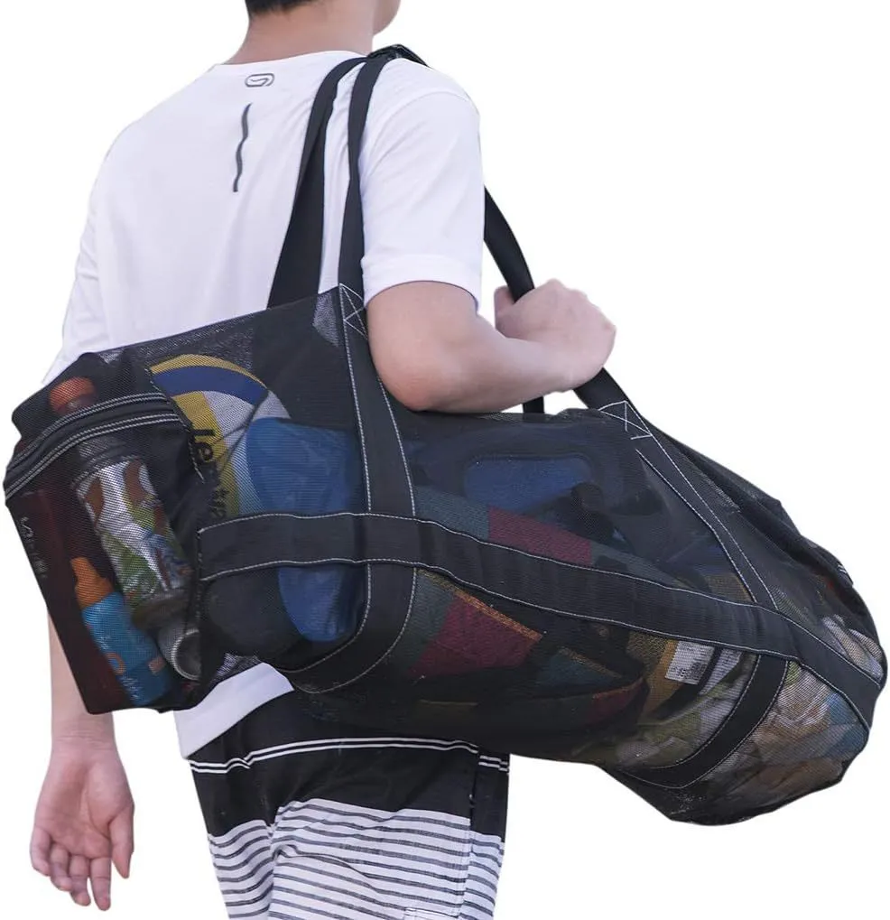 Large black polyester mesh diving luggage bag 50L 94x38x38cm