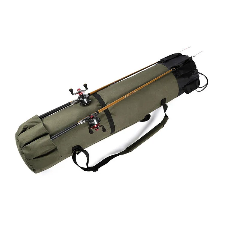 Cylindrical fishing rod bag made of Oxford cloth in army green, 116cm length, for sea fishing gear